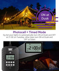 Rock Solid Outdoor Programmable Timer Featuring Weather Sealed Dual Grounded Outlets And Automatic Photocell Switches For Porch Lighting Run Two Gadgets At Once Zero Headaches Rain Or Shine Handles The Heavy Workload Daily digital control panel with dusk to dawn settings and outdoor lighting setup
