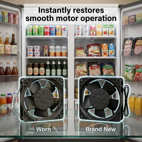 Heavy Duty EC Axial Fan Motor Retrofit Featuring Slick Dual Ball Bearings And Solid Metal Shroud Fits 115V Cold Display Cases.