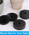 Rugged Heavy Duty Rubber Vibration Dampening Washers Round Shock Absorbing Feet Pads For Engines And Appliances 3 Inch OD half inch core thick black pads on surface.