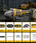 Tool Belt Essential Brushless Cordless Angle Grinder Runs A Slick 9000 Rpm In A Tight Four And Half Inch Package with accessories.
