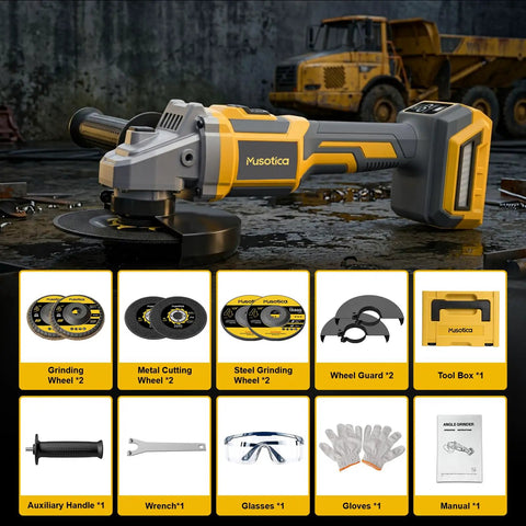 Tool Belt Essential Brushless Cordless Angle Grinder Runs A Slick 9000 Rpm In A Tight Four And Half Inch Package with accessories.