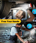 Rechargeable LED Magnetic Work Light 2 Pack With USB Charging, used under car and in engine repair, hands-free illumination.