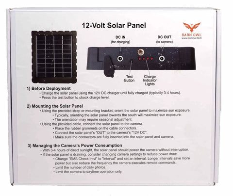 Instructional guide for Hella Reliable Trail Camera Solar Panel With 3000Mah Capacity And Smooth AC Adapter Plus Five Foot Cable.