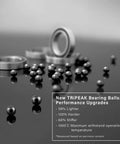 Sealed Bicycle Headset Bearings Angular Contact with TRiPEAK bearing balls against reflective surface for performance upgrades.