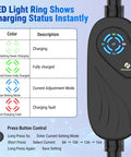 LED display on Forty Foot Level One And Two Portable Electric Charger shows charging status and control settings.