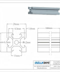 4 Pack 48 Inch V Slot Aluminum Extrusion Profile Heavy Duty Linear Rail Frame Silver Anodized layout with dimensions and details.