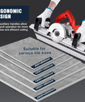 Professional Grade Electric Tile Chamfering Machine With Integrated Water Cooling System For Knockout Forty Three Degree Ceramic Bevel Cuts And Effortless Precision showing ergonomic design with auxiliary handles cutting various tile sizes.