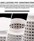 Close-up of Three Pack In Ground Compost Bin 4x10 Inches PVC Composter Tumbler showing corrosion-resistant holes