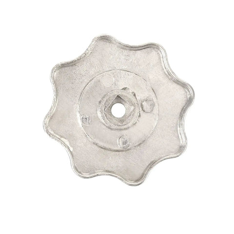 Round Wheel Handle close-up for Faucet Knobs and Refrigerant Manifold Gauges Replacement Zinc Alloy Handwheel, Silver Tone