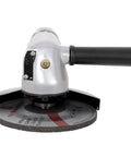 5 Inch Air Angle Grinder And Pneumatic Cut Off Tool With 11000 RPM Spin And 1/4 NPT Inlet built for auto body repair, side view.