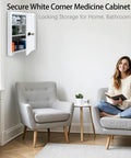 Wall Mount Medicine Cabinet With Code And Key Locks Locking Corner First Aid Cabinet in modern living room