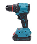 Badass Cordless Drill with Brushless Motor 55Nm Torque 25 Plus 1 Settings Dual Speed 0 to 1500RPM Metal Chuck side view with battery.