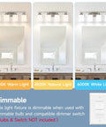 Four Light Brushed Nickel Vanity Light With Square Frosted Glass Modern Bathroom Wall Fixture Over Mirror E26 Sconce