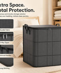 Hella Durable 180 Liter Moving Storage Container With Thick Loop Handles And Tight Seal Zipper Closure For Bulky Comforters Linens Closet Declutter Sick Space Saver, featuring durable fabric and reinforced handles.