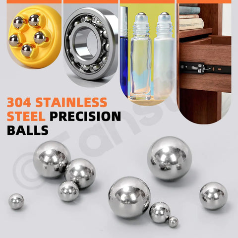 300 Piece Precision 304 Stainless Steel Bearing Balls Assortment 12 Size Set For Bicycles And Motorcycles, assorted sizes displayed.