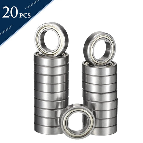 R144ZZ Miniature Deep Groove Ball Bearings 1/8 Inch Bore By 1/4 Inch Outer Diameter By 7/64 Inch Width Double Metal Shield set of 20 units.