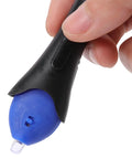 Instant Uv Repair Pen With Built In Led Light For Five Second Quick Fix Liquid Plastic Welder Dries Clear Heavy Duty Grip Fix It On The Fly Tool, close-up of black handle with blue nozzle.