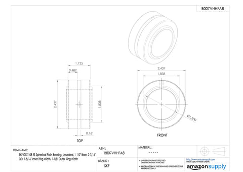 Heavy Duty Unsealed Spherical Plain Bearing Built Like A Tank For Rough Shifts With One Point Five Inch Bore And Two Point Four Four Outer Diameter.