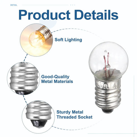 18 Pack E10 Miniature Screw Base Light Bulbs Delivering Hella Bright Warm Yellow Glow 4.8 Volt 2.4 Watt Glass And Metal Build for detailed product features
