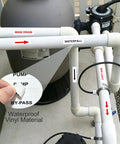 Heavy Duty Pool Equipment Labels And Valve Stickers For Spa Plumbing 560 Piece Kit marking main drain and waterfall on pipes.