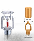 Concealed Pendent Automatic Fire Sprinkler Head DN15 155F showing brass body, glass bulb, and one-piece integrated design for stealth protection.