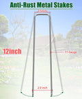 Image of 12 Inch Galvanized Landscape Staples Stakes For Weed Barrier Fabric And Garden Projects, shown with size dimensions.