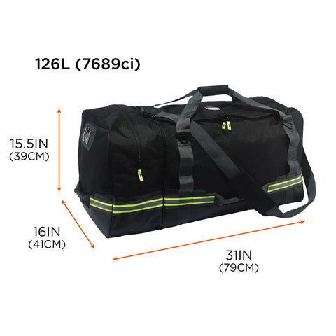 Beefy Firefighter Turnout Gear Duffel Bag For Fire, Fall Protection And Sport Equipment, Red Camo Large, 126L with dimensions