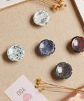 Top Quality Ten Pack Natural Quartz Geode Druzy Stone Cabinet Knobs With Gold Plated Handles For Drawers Cupboards Home Office Decor Dope Gemstone Vibes Richly Textured Real Rock Mineral Variety Set For Kitchen Pantry Bathrooms - various colors and textures displayed on fabric