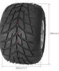 Close-up of rain tire from 32 Inch Rear Axle Kit With Brake Caliper Sprocket Hub Pro Grade Racing Wheels And Rain Tires.