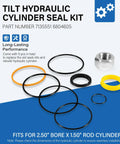 Tilt Hydraulic Cylinder Seal Kit For Skid Steer Loaders Pro Grade Beefed Up Heavy Duty Replacement For 630 631 632 641 642 643 645 653 730 731 732 741 742 743 751 753 7753 843 853 Direct Replacement For 7135551 with various seals and components displayed