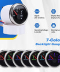 Keep Tabs On Your Fuel And Water Levels With This Universal Magnetic Float Sensor Gauge For RVs Cars Trucks Boats Featuring A Robust 240-33 Ohm Stainless Steel Body That Is Dead Reliable, showing 7-color backlight gauge and display.