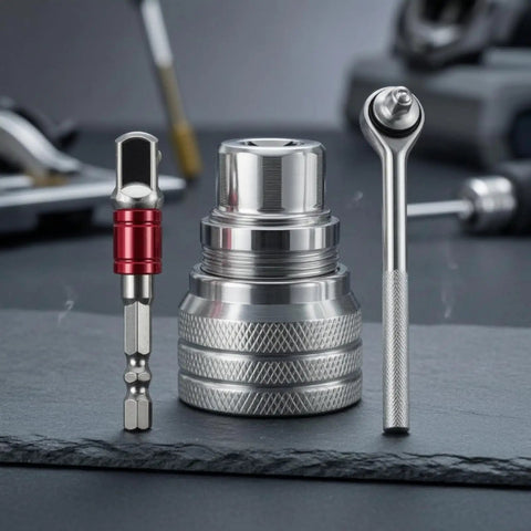 Beat The Grease And Tackle Tough Bolts With This Premium Adjustable Socket Wrench Set featuring steel tools and a smooth ratchet handle.