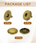 Kickass Heavy Duty Copper Magnetic Snap Buttons For Leather Crafting Jobs That Hold Their Ground Without Any Fuss Easy Drop Installation For Denim Coats And Weighty Canvas Totes Comes With Twelve Pieces, showing package list of 12 pieces.