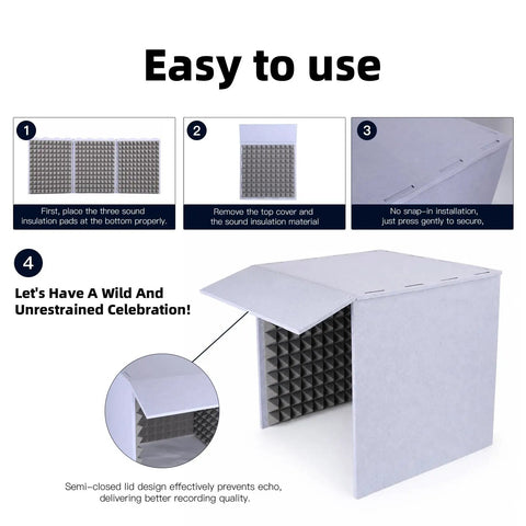 Quick Deploy Foldable Desktop Soundproof Booth For Vocal Podcasting And Home Recording featuring easy setup and acoustic dampening.