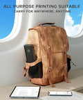 Travel Ready Portable Bluetooth Thermal Printer For On The Go, Inkless N80 printer in a backpack on an airplane seat