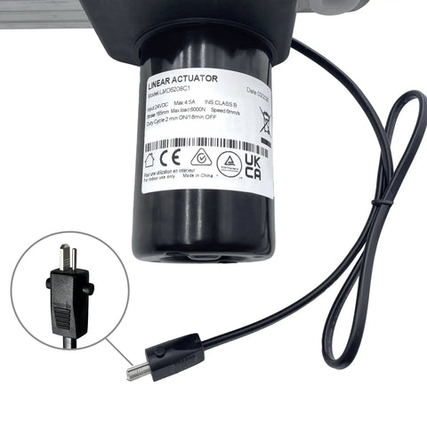 Solid Replacement Power Recliner Actuator Motor Model LMD6208C1 with label and 2-pin flat round connector for electric sofa.