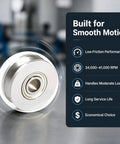 20 Pack Mini V Groove Ball Bearings Pulleys 4x13x6mm shiny steel pulley showcasing smooth motion features and performance specs.