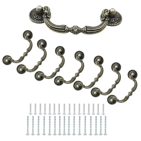 8 Pack 3.5 Inch Center Pull Cabinet Handles Antique Bronze Dresser Knobs with screws for easy installation.