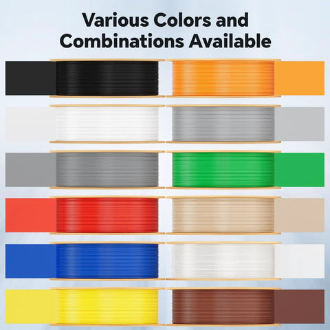 Various colors of Premium 1.75mm PETG Filament Two Kilogram Spool In Bold Brown Color for 3D printing.