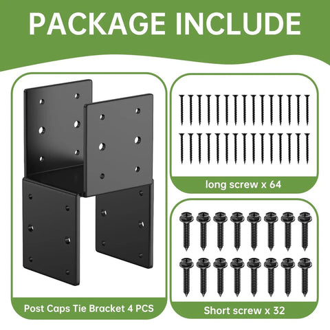 4 Pack Heavy Duty Post Brackets Tie In Beam Supports For 4x4 Posts To Beams High Carbon Steel Black Powder Coated Finish