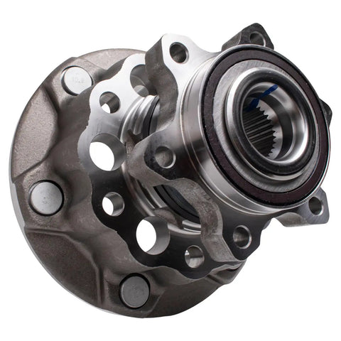 Premium Complete Front Left And Right Wheel Hub Bearing Assembly Set Direct Fit Heavy Duty Steel Core seen from the side.