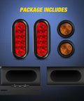 Two Pack Beefy Steel Trailer Light Boxes Housing Kit With 6 Inch Oval Red Tail Lights And 2 Inch Round Amber Side Markers