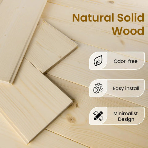 Top Shelf Solid Spruce Wood Sliding Barn Door With Complete Six Foot Track Hardware Unfinished Surface showing natural wood planks.