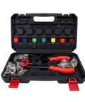 Rivet Nut Tool Kit With Interchangeable Mandrels And Storage Box, open case showing tools and mandrels for versatile use