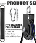 Product size details for 2 Pack Snag Free Nylon Gym Cable Pulley Wheels Fastened To Heavy Gauge Steel Brackets for Garage Gym Setup.