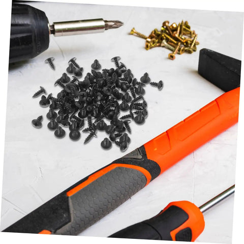 Genuine M4x10mm Carbon Steel Mini Screws With Slick Black Finish For Tight Furniture Build And Hassle Free Diy Home Improvement Projects Rock Solid Bulk Hardware Pack Today arranged with tools.