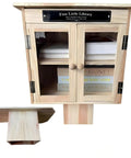 Outdoor Little Library Box With Stand And Nameplate, weather resistant natural wood, clear doors, sturdy mounting stand.