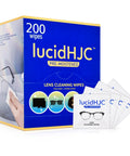 lucidHJC lens cleaning wipes, pre-moistened, 200 individually wrapped wipes for eyeglasses, cameras, and phone screens