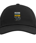 Cool Black Adjustable Baseball Hat For Machinists And CNC Pros Featuring Vise Gauge Square Printed Design showing top view of tool graphic cap.