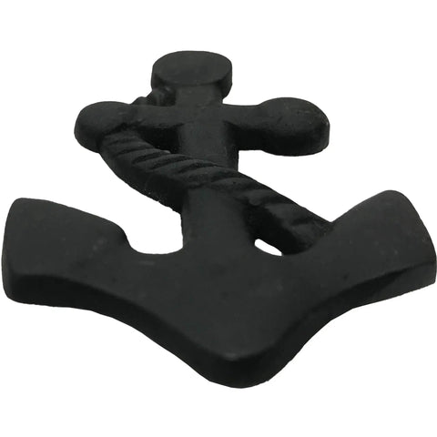 Top Shelf Nautical Anchor Cabinet Knobs 3 Inch Black Wrought Iron Drawer Pulls With Slick Finish For Dresser And Closet Furniture Vibe Up Your Home Decor Pack Of Two close-up image of black wrought iron anchor pull.